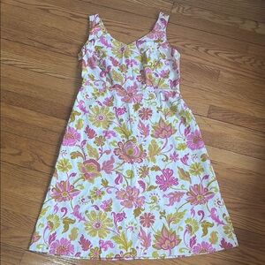 BODEN Dress Pink and Yellow Floral Size 14 Regular Cotton